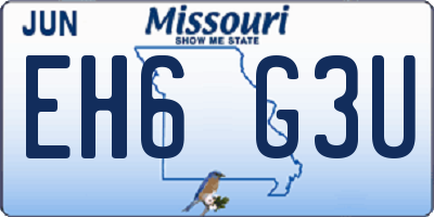 MO license plate EH6G3U