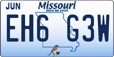 MO license plate EH6G3W