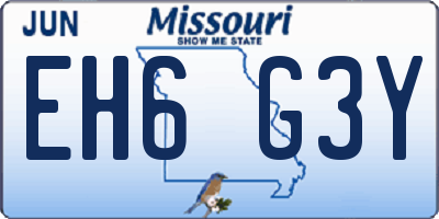MO license plate EH6G3Y