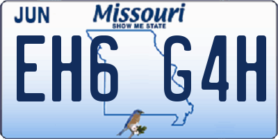 MO license plate EH6G4H