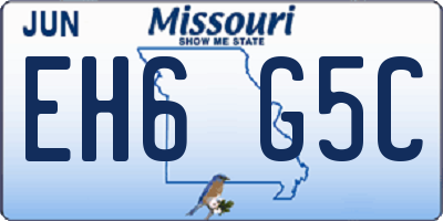 MO license plate EH6G5C