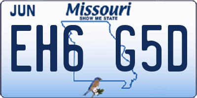 MO license plate EH6G5D