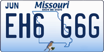 MO license plate EH6G6G