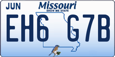 MO license plate EH6G7B