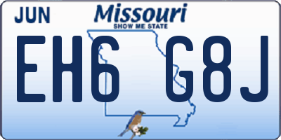 MO license plate EH6G8J