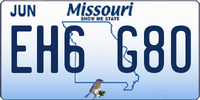 MO license plate EH6G8O