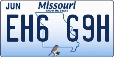 MO license plate EH6G9H