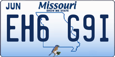 MO license plate EH6G9I