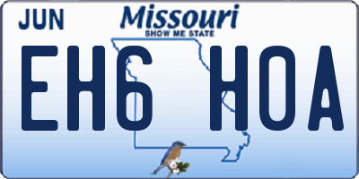 MO license plate EH6H0A