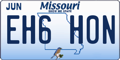 MO license plate EH6H0N