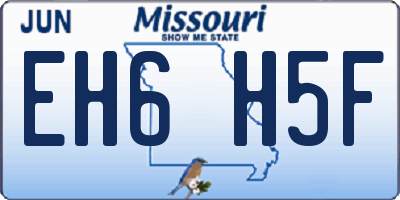 MO license plate EH6H5F