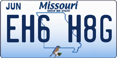 MO license plate EH6H8G