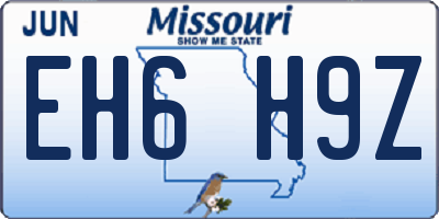 MO license plate EH6H9Z