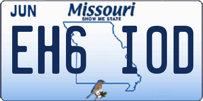 MO license plate EH6I0D