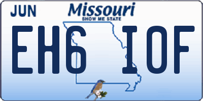 MO license plate EH6I0F