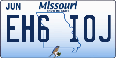 MO license plate EH6I0J
