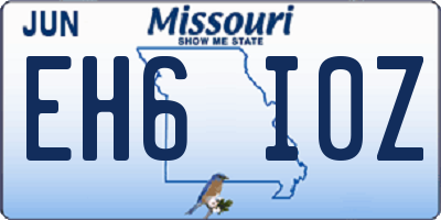 MO license plate EH6I0Z