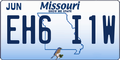 MO license plate EH6I1W