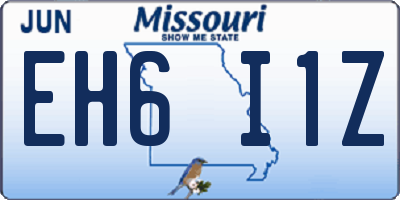 MO license plate EH6I1Z