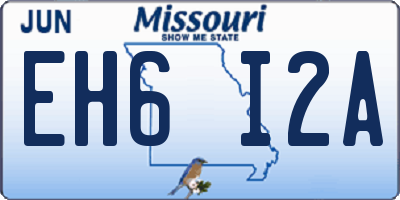 MO license plate EH6I2A