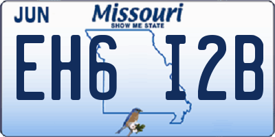 MO license plate EH6I2B