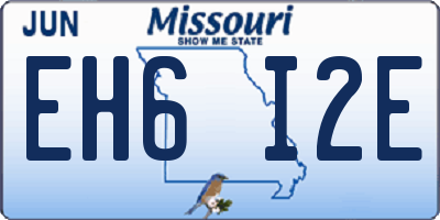 MO license plate EH6I2E