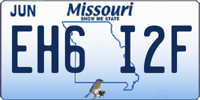 MO license plate EH6I2F