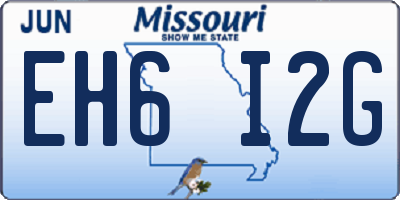 MO license plate EH6I2G