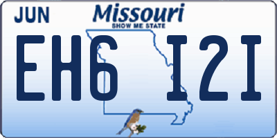 MO license plate EH6I2I