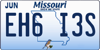 MO license plate EH6I3S