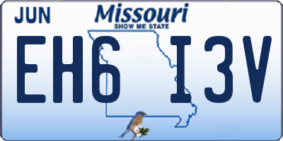 MO license plate EH6I3V