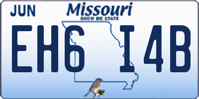 MO license plate EH6I4B