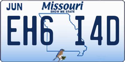 MO license plate EH6I4D