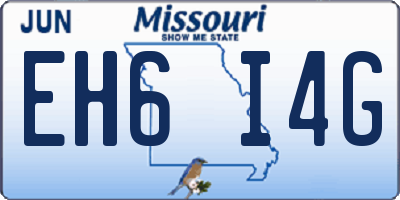 MO license plate EH6I4G