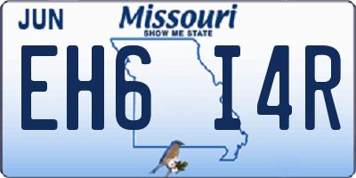 MO license plate EH6I4R