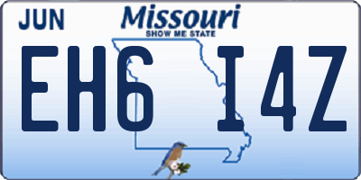 MO license plate EH6I4Z