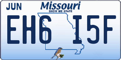 MO license plate EH6I5F