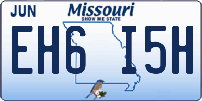 MO license plate EH6I5H