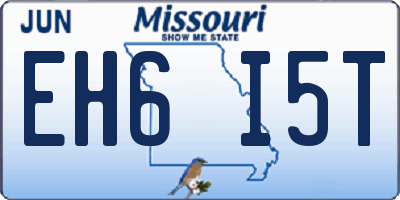 MO license plate EH6I5T