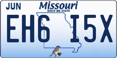 MO license plate EH6I5X