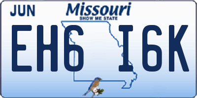 MO license plate EH6I6K