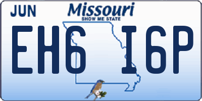 MO license plate EH6I6P