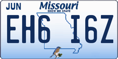 MO license plate EH6I6Z