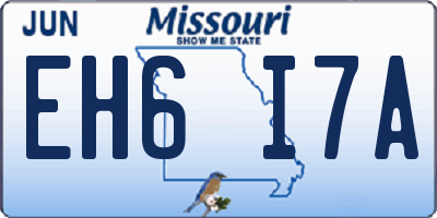 MO license plate EH6I7A