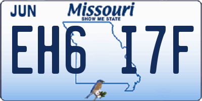 MO license plate EH6I7F