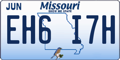 MO license plate EH6I7H