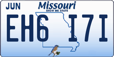 MO license plate EH6I7I