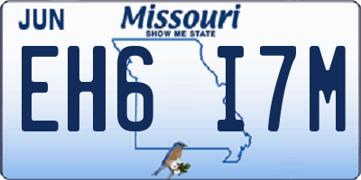 MO license plate EH6I7M