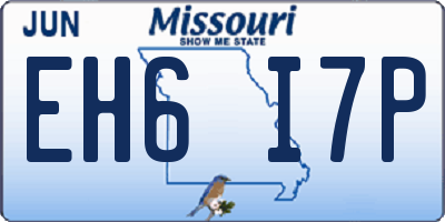 MO license plate EH6I7P
