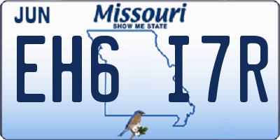 MO license plate EH6I7R